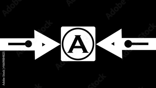 Wallpaper Mural Glowing Bold Black Circle Contains A Large Capital Letter “A” In The Center. From The Circle, Two Black Arrows Extend Outward In The Two Cardinal Directions, Creating A Simple  Torontodigital.ca