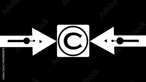 Wallpaper Mural Glowing Bold Black Circle Contains A Large Capital Letter “C” In The Center. From The Circle, Two Black Arrows Extend Outward In The Two Cardinal Directions, Creating A Simple  Torontodigital.ca