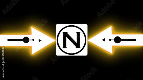 Wallpaper Mural Glowing Bold Black Circle Contains A Large Capital Letter “N” In The Center. From The Circle, Two Black Arrows Extend Outward In The Two Cardinal Directions, Creating A Simple  Torontodigital.ca