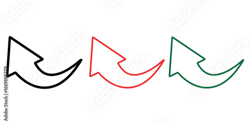 Black and red arrow set. Black and red curved arrow sign. Curved arrow icons. curved arrows set vector, eps 10