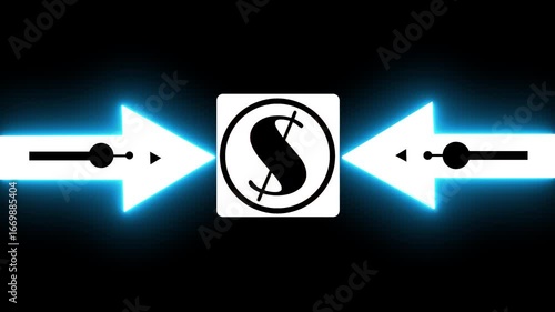 Wallpaper Mural Glowing Bold Black Circle Contains A Large Dollar symbol In The Center. From The Circle, Two Black Arrows Extend Outward In The Two Cardinal Directions, Creating A Simple  Torontodigital.ca