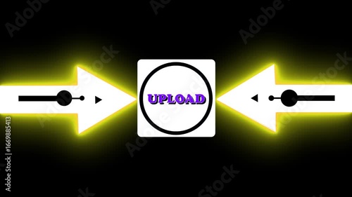 Glowing Cyber Circuit Future Technology Concept Circle Ring Text  Symbol (UPLOAD) Latter Text Animation Background |