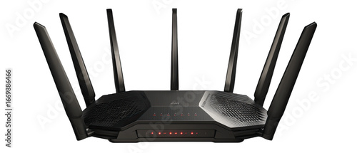 Dark gray wireless router with four antennas