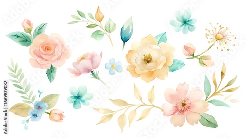 Fototapeta Naklejka Na Ścianę i Meble -  watercolor flowers watercolor painting