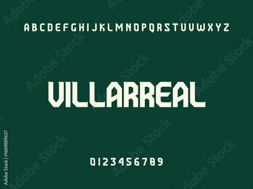Villarreal City Name Text, Alphabet, and Numerals Displayed on Dark Green Background