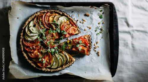 Wallpaper Mural 自然光で魅せる季節野菜タルト / Seasonal Vegetable Tart with Copy Space
 Torontodigital.ca