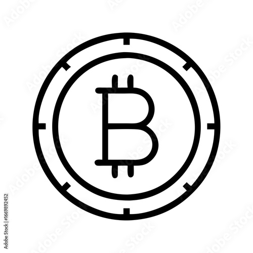 Bitcoin cryptocurrency digital currency symbol icon vector illustration for blockchain technology