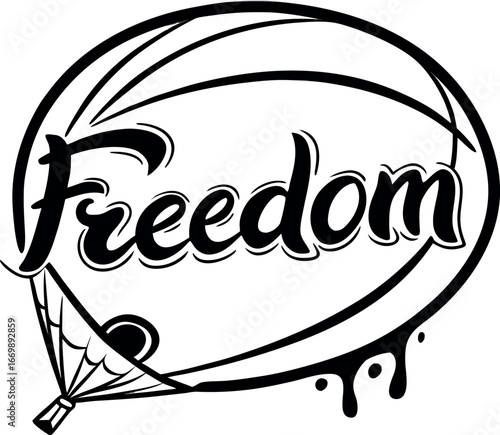 Vector art of hot air balloon with the word freedom