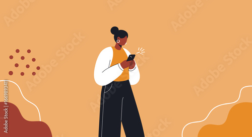Woman actively using her smartphone, symbolizing digital communication, modern lifestyle, and technology. Great for business, social media, or personal connection.