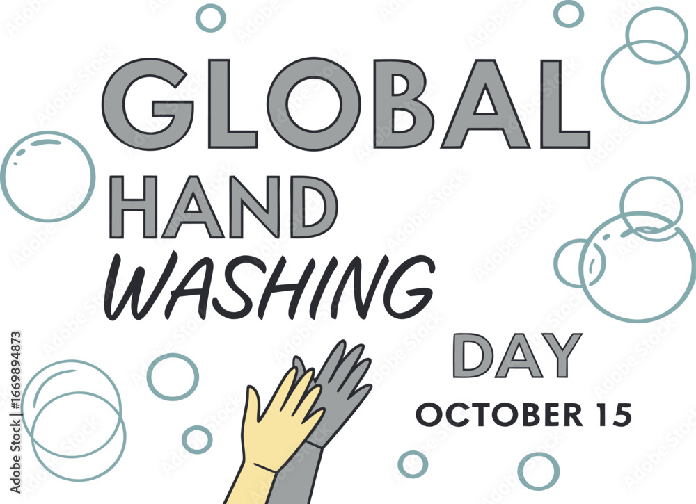 Fototapeta premium Vector art of global hand washing day october 15