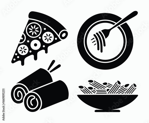 Hand drawn Italian food outline sketch isolated template set