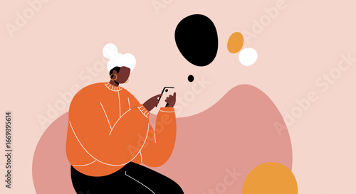 A modern woman actively engages with her smartphone, symbolizing digital communication, social networking, and connectivity in a contemporary lifestyle.