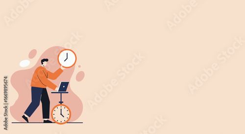 Professional man effectively managing time and tasks on his laptop, symbolizing efficiency, productivity, and meeting business deadlines.