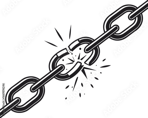 Vector art of broken chain link