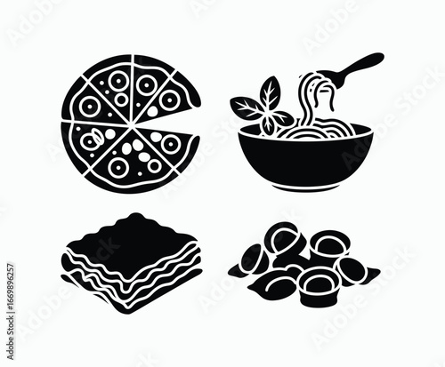 Italian cuisine outline sketch isolated on white background