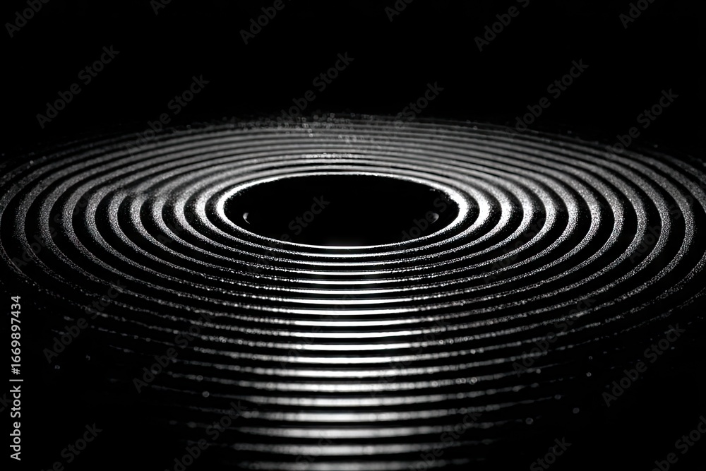 Obraz premium Black and white concentric circles, dark background