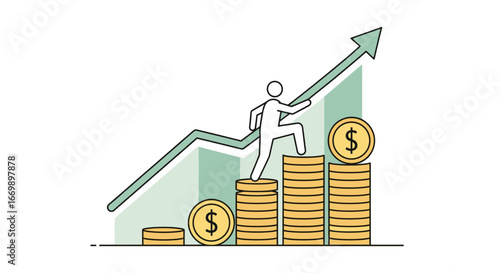 Financial growth concept illustration vector. Success and investment icon design. Business, money