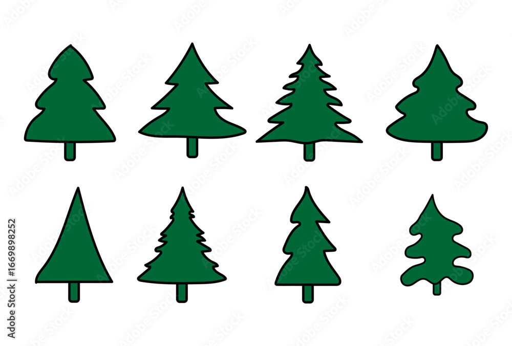 Obraz premium Festive Christmas tree assortment for holiday designs and seasonal projects, bring winter cheer, crafting fun