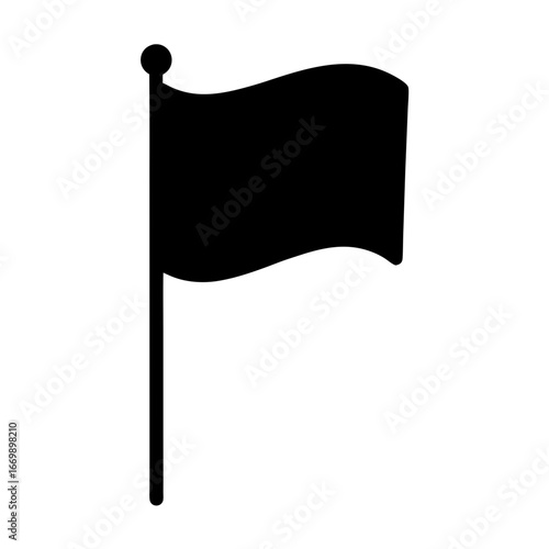 Black Flag Silhouette on White Background Symbolizing Surrender or Anarchism