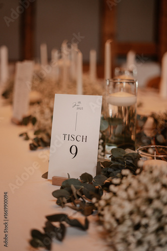 Rustic boho wedding with couple, decorations, flowers and celebration in vintage barn