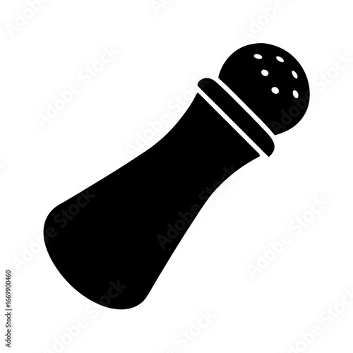 Monochrome illustration of a classic salt shaker with multiple perforations