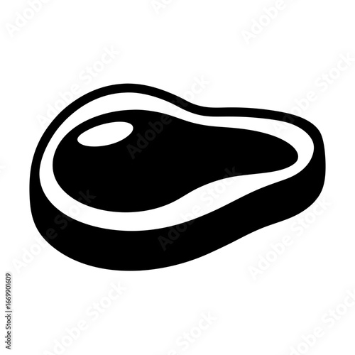 Isolated vector illustration of a black and white steak with fat