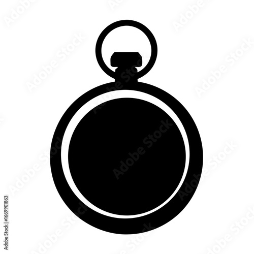 Simple black and white illustration of a classic pocket watch design
