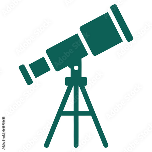 Silhouette of a telescope on a tripod isolated on white background