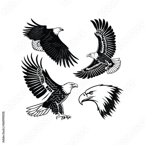 EAGLE SVG, eagle cut file, eagle silhouette, eagle dxf, eagle vector, eagle head svg, eagle cricut, eagle eps, eagle logo svg, stencil, dxf 