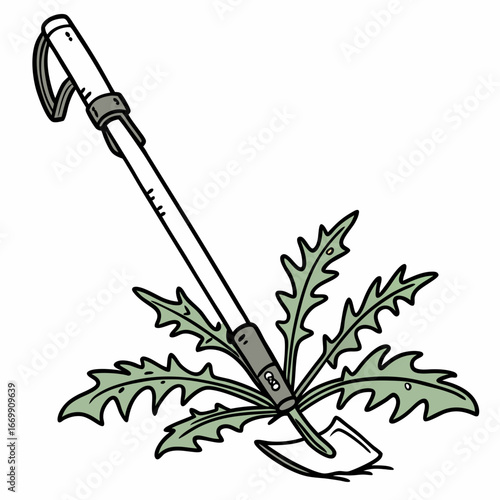 Garden Weed Puller Tool with Dandelion Plant gardening tool weeding