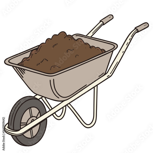 Garden Wheelbarrow Filled with Soil dirt gardening