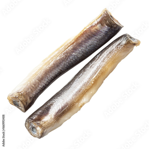Frozen fish hake Isolated transparent on white background