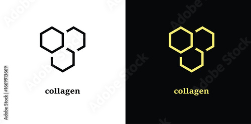 Collagen, eco cosmetics icon. Collagen stamp, badge or sticker. Organic skin care component. Vector