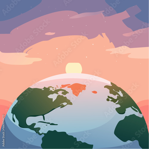 Planet earth from space with sunrise in