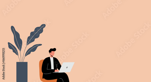 Professional working remotely on laptop at home office, showcasing modern work-life balance and digital connectivity.