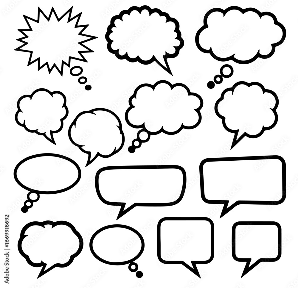 Fototapeta premium Speech Bubbles set. Speech bubbles blank isolated on white background. speech bubble comic signs.