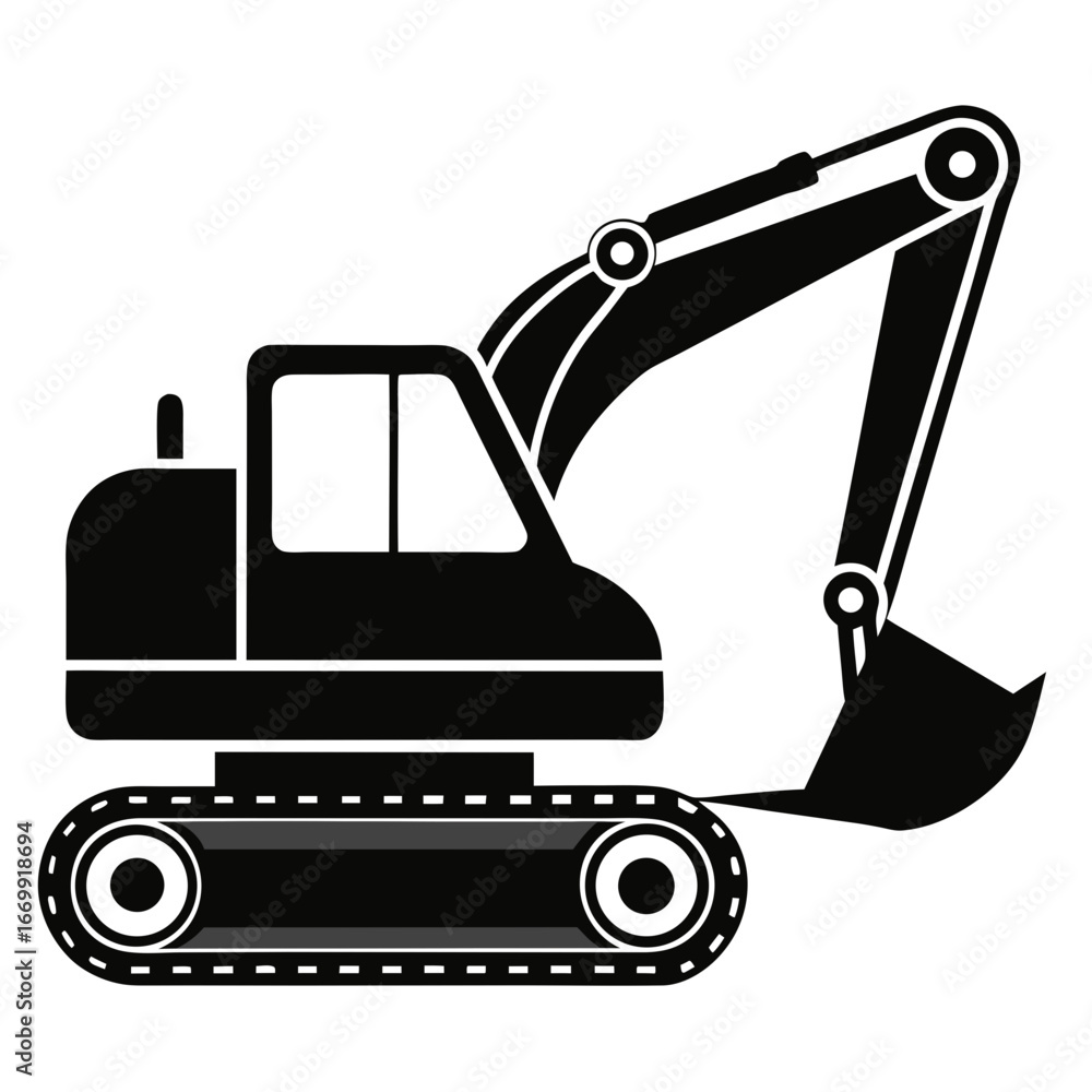 Naklejka premium excavatior outline vector clean black silhouette design white background