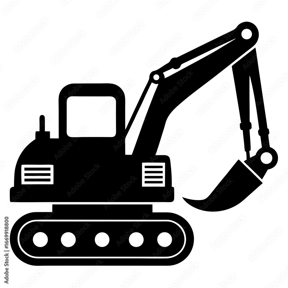 Naklejka premium excavatior outline vector clean black silhouette design white background