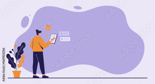 Person using a tablet and stylus for digital document review, online communication, and feedback. Ideal for concepts of business, remote work, or productivity.