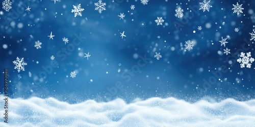 Winter snowfall scene with snowdrift