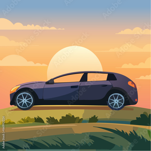 Black icon of a sedan car VECTOR