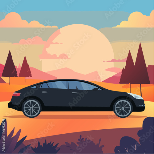 Black icon of a sedan car VECTOR