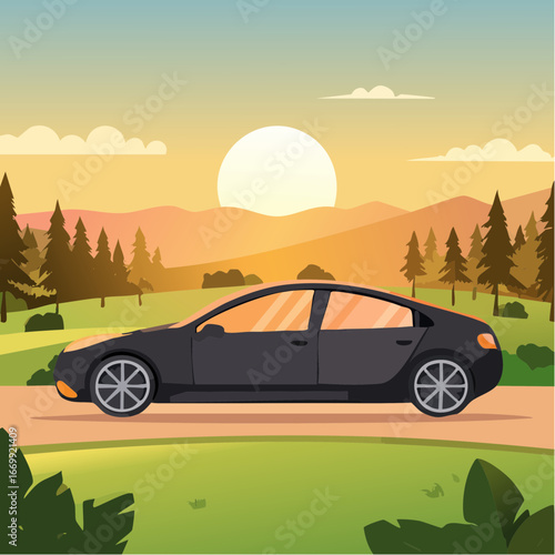 Black icon of a sedan car VECTOR