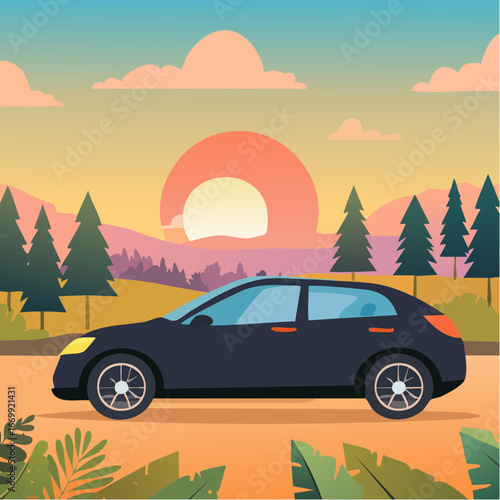 Black icon of a sedan car VECTOR