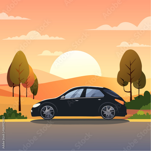 Black icon of a sedan car VECTOR