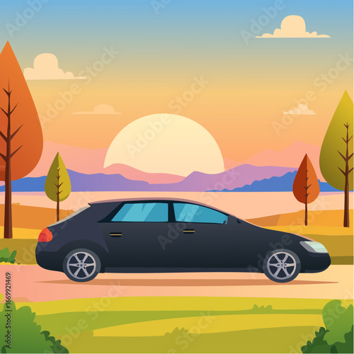 Black icon of a sedan car VECTOR