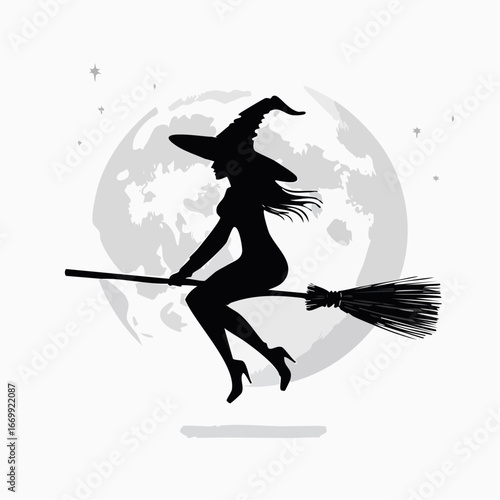 Hexe auf einem Besen