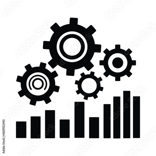 Gear with Bar Chart Business Icon