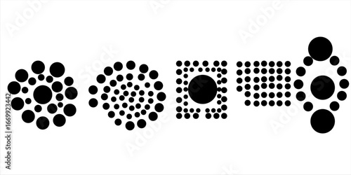 Different coffee grind sizes from coarse to fine, particulate matters dust and pollution particles. Flat vector illustration isolated on white background.
