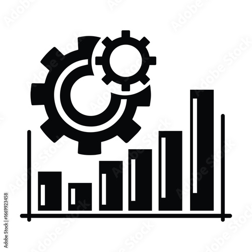 Gear with Bar Chart Business Icon